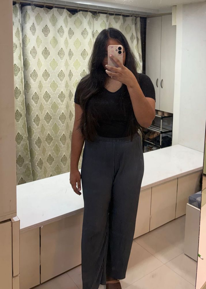 Grey Textured Palazzo/Pyjama