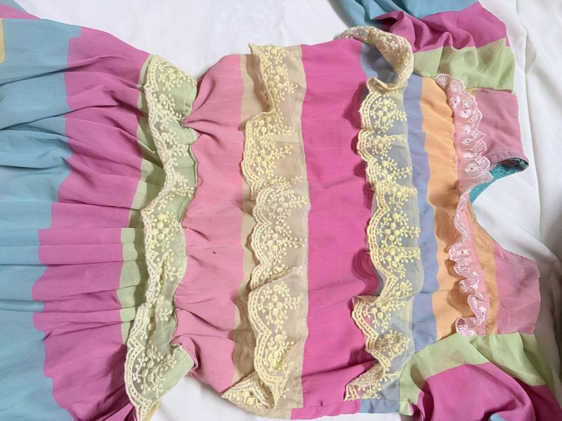 Colorful Striped Lace Dress