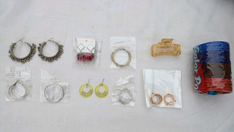 Combo of Earrings, Clucher and Bangles