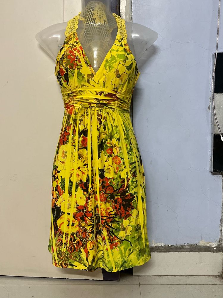 Pintrest Padded Floral Halter Dress