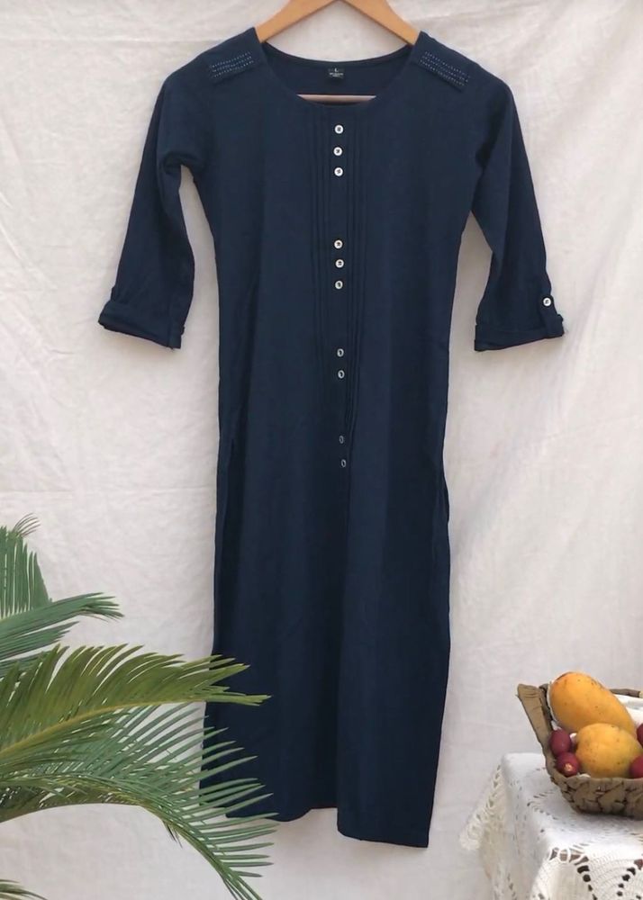 Kurta Straight Blue Plain