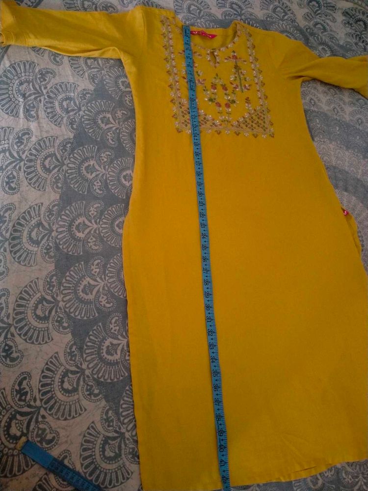 Yellow Embroidered Tunic Top
