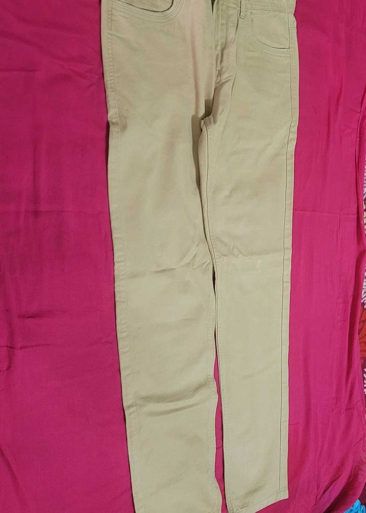 Peter England Khaki Casual Trousers