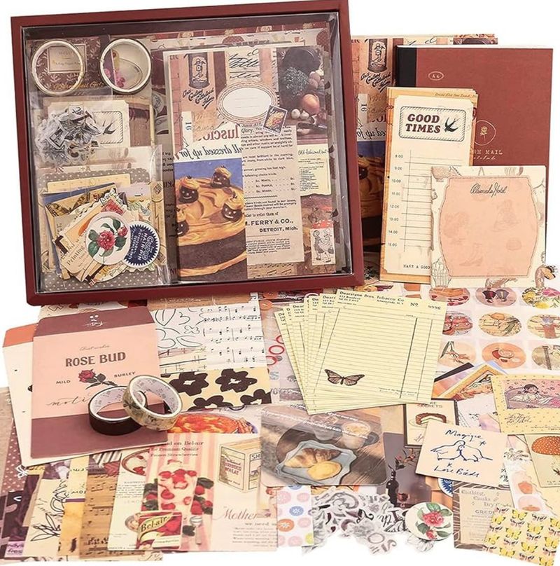 Vintage Scrapbook Paper &amp; Stickers Set