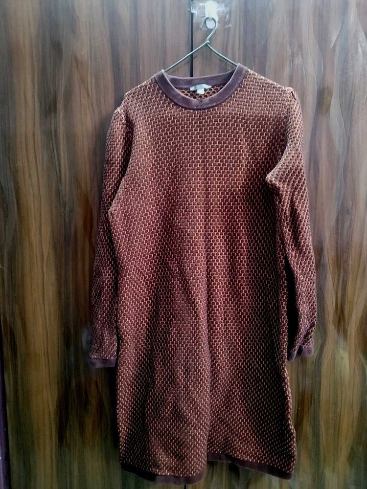 Crochet Brown winter dress
