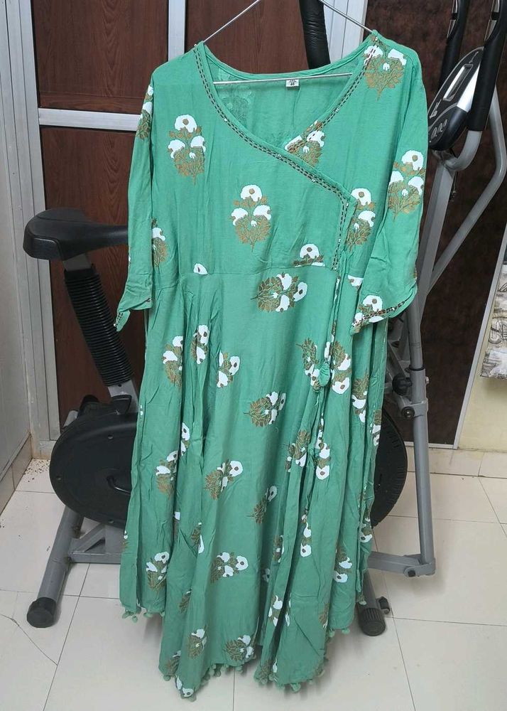 Green Floral Print Kurta