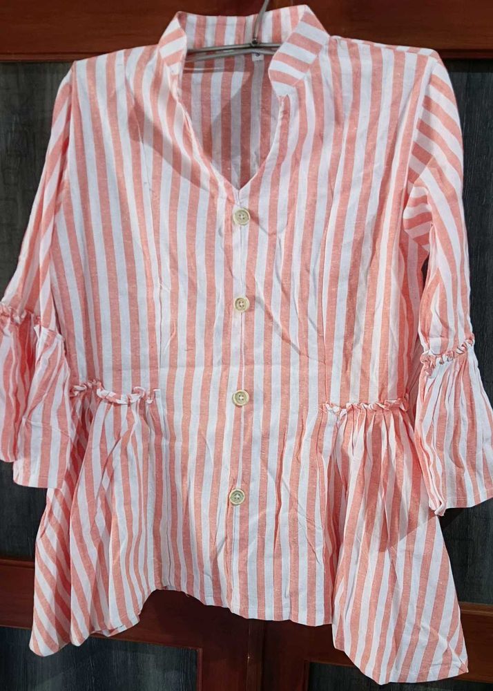 Striped Button-Down Top