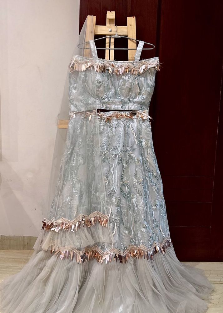 Designer Elegant Frill Style Embroidered Lehenga