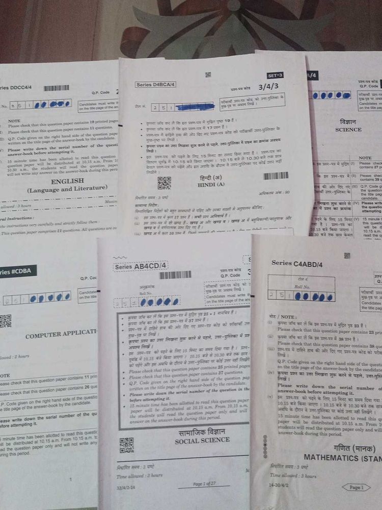 Class 10 All Subject Question Papers 2023-24
