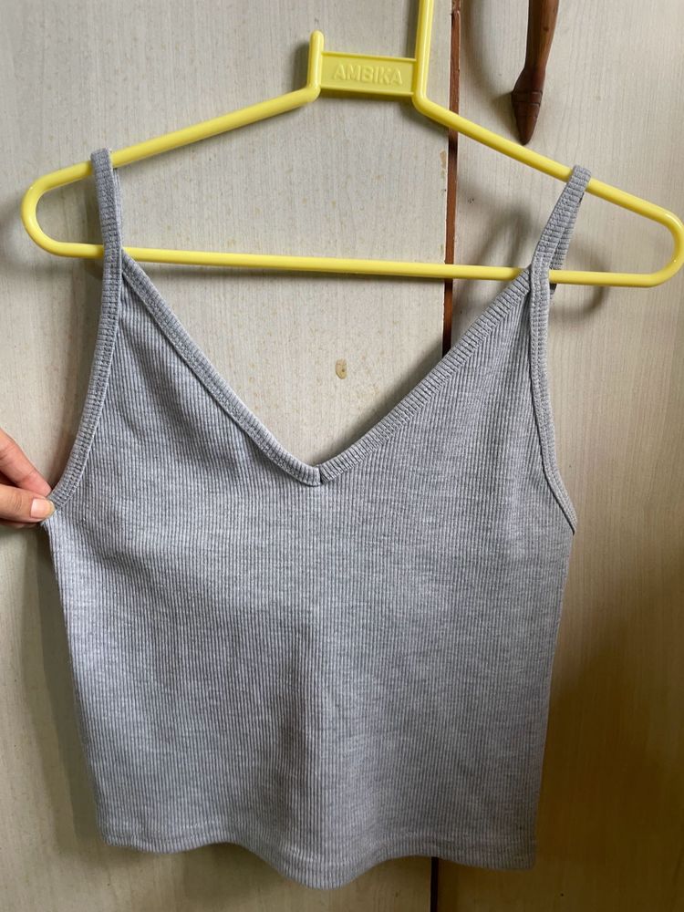 Grey Ribbed Tank Top