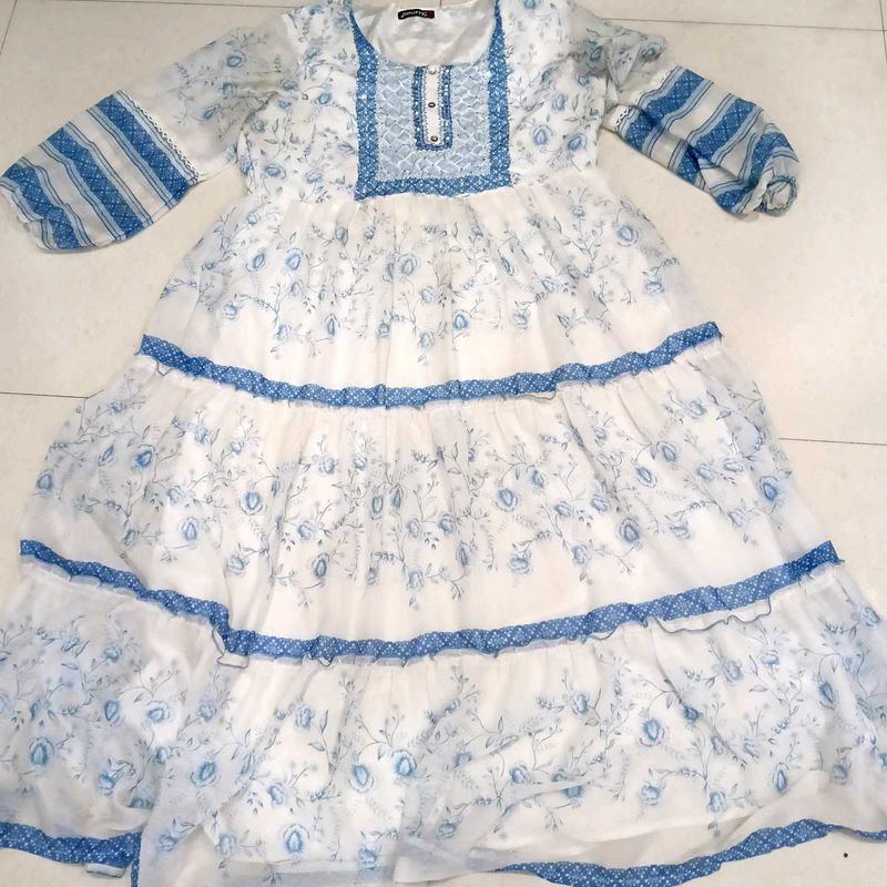 Floral Embroidered Tiered Dress
