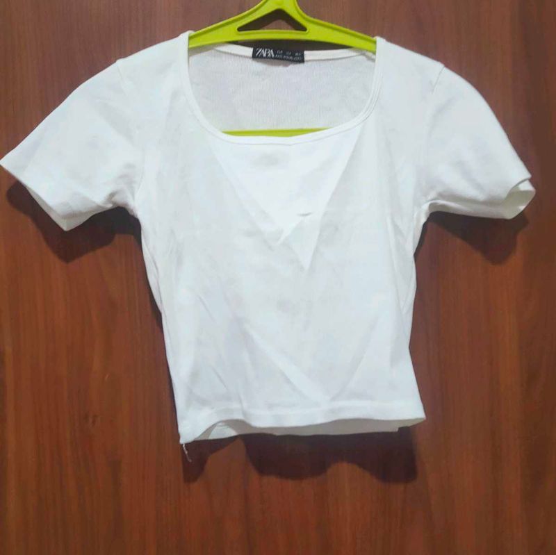 White Cropped Top