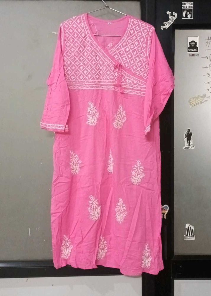 Pink Embroidered Kurti