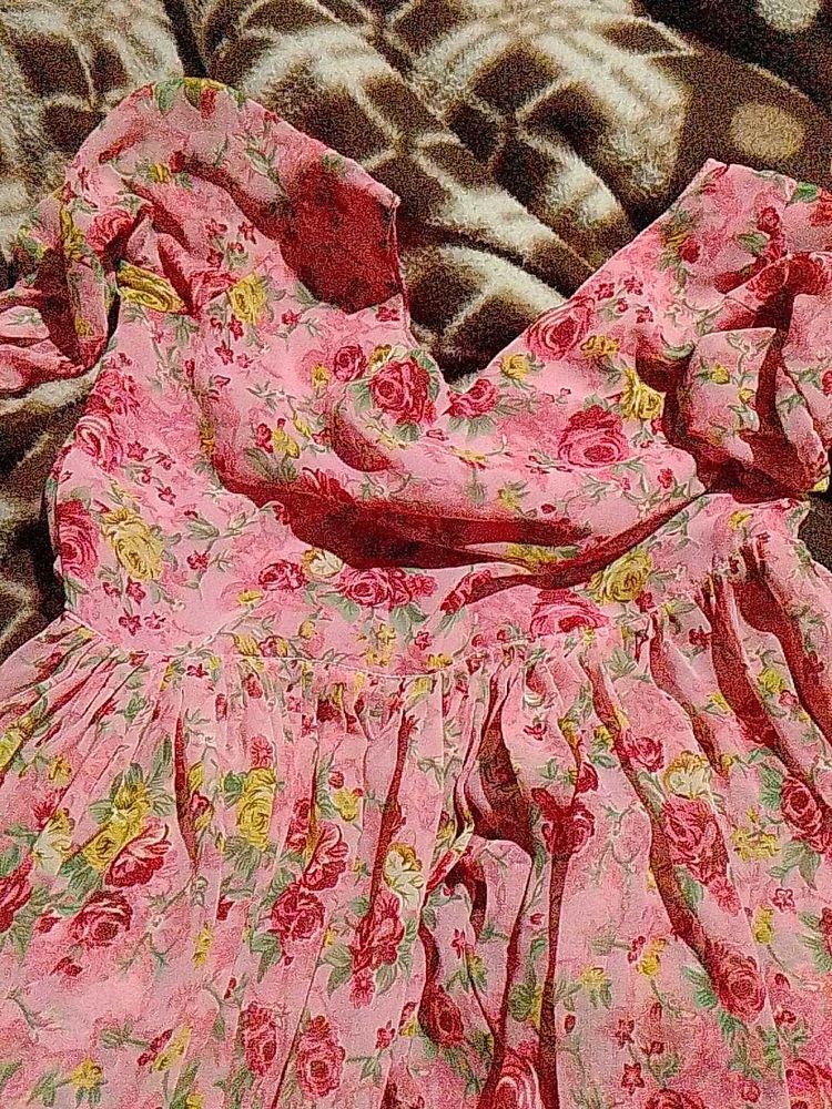 Floral Print Pink Dress