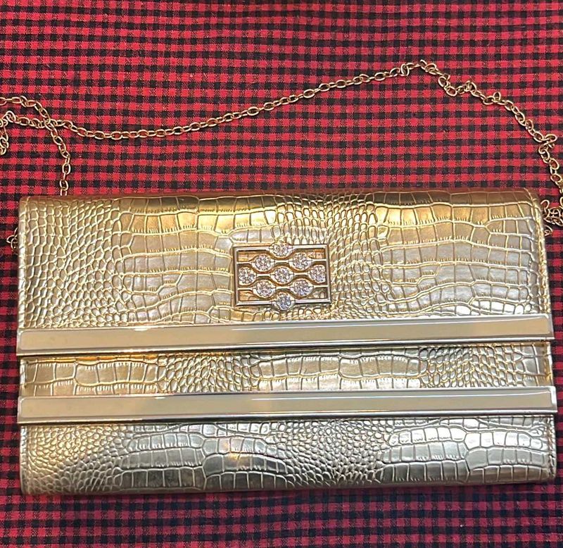 Gold Clutch with Chain