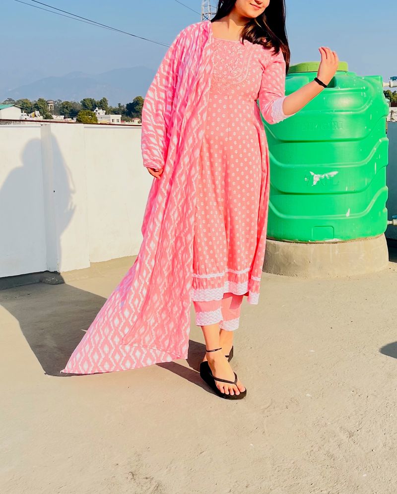 Anarkali Kurtaa Set With Dupatta And Pants