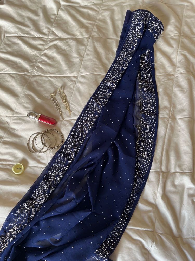 NEW rhinestone saree with running Blouse