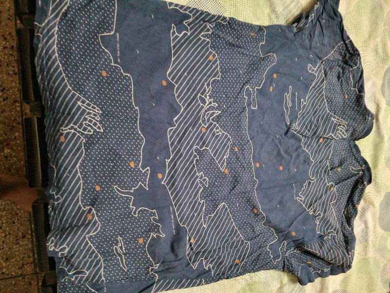 Mens Self Printed Blue T Shirt In L 40 Size