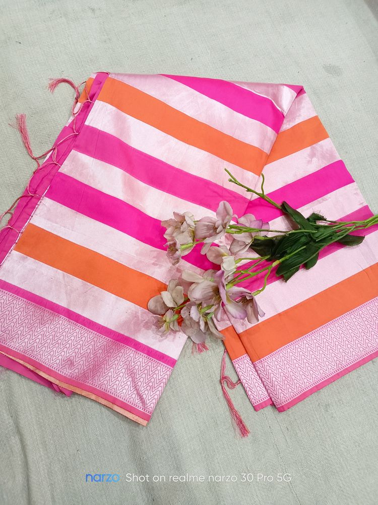 Multicolored Pink Saree