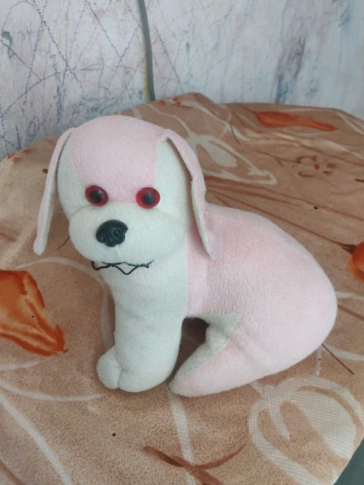 Pink &amp; White Plush Puppy
