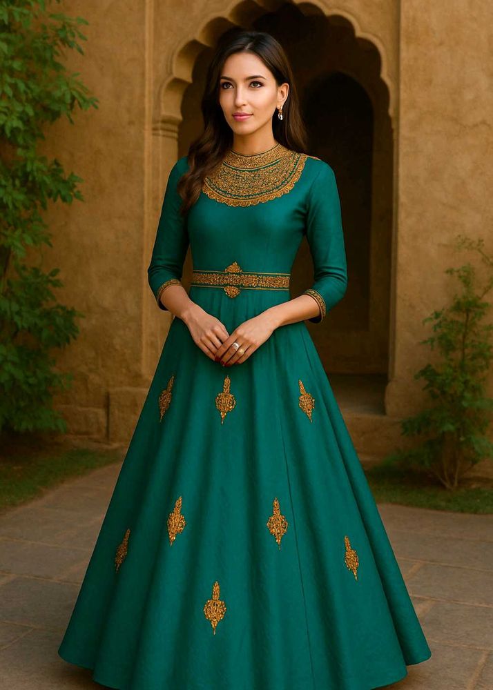 Emerald Green Anarkali Gown