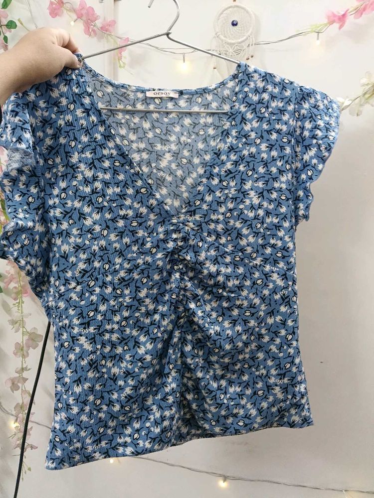 Floral Print Ruched Top
