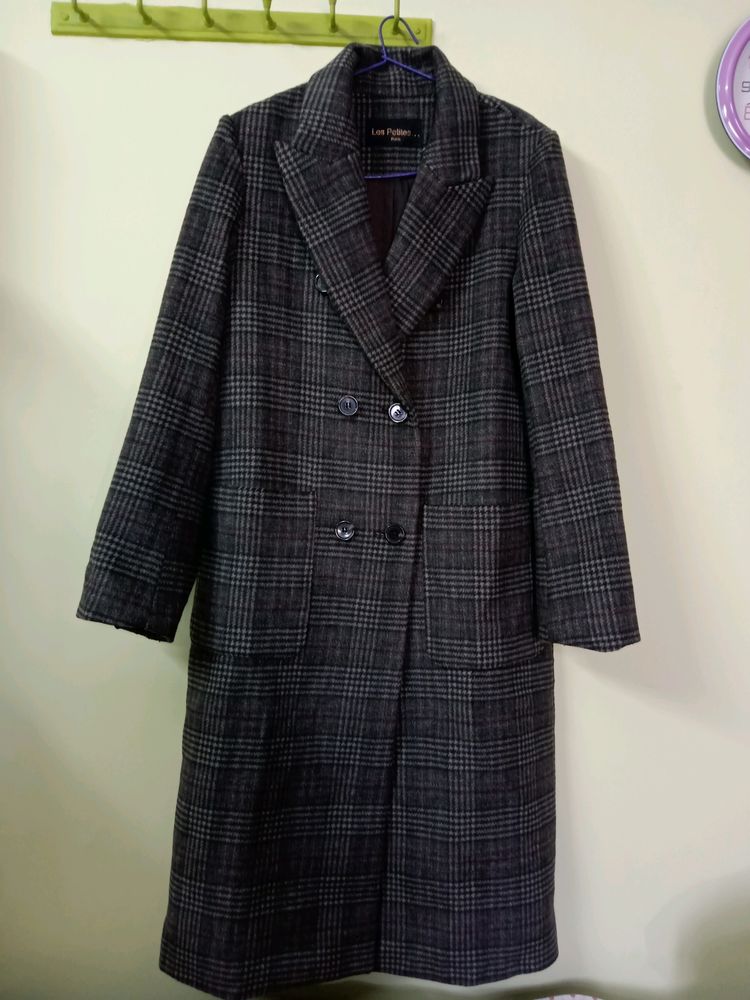Long Overcoat Checked Pattern