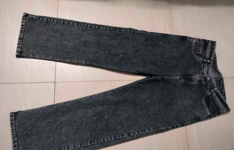 Black Wash Wide Leg Jeans