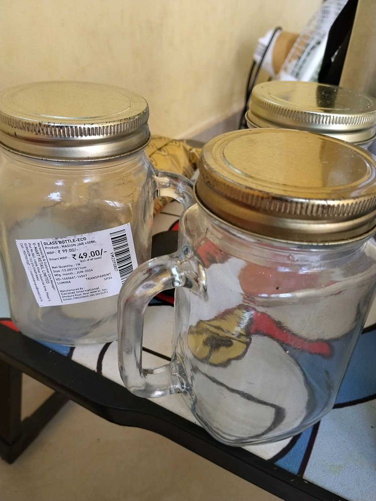 Glass Mason Jar Mugs