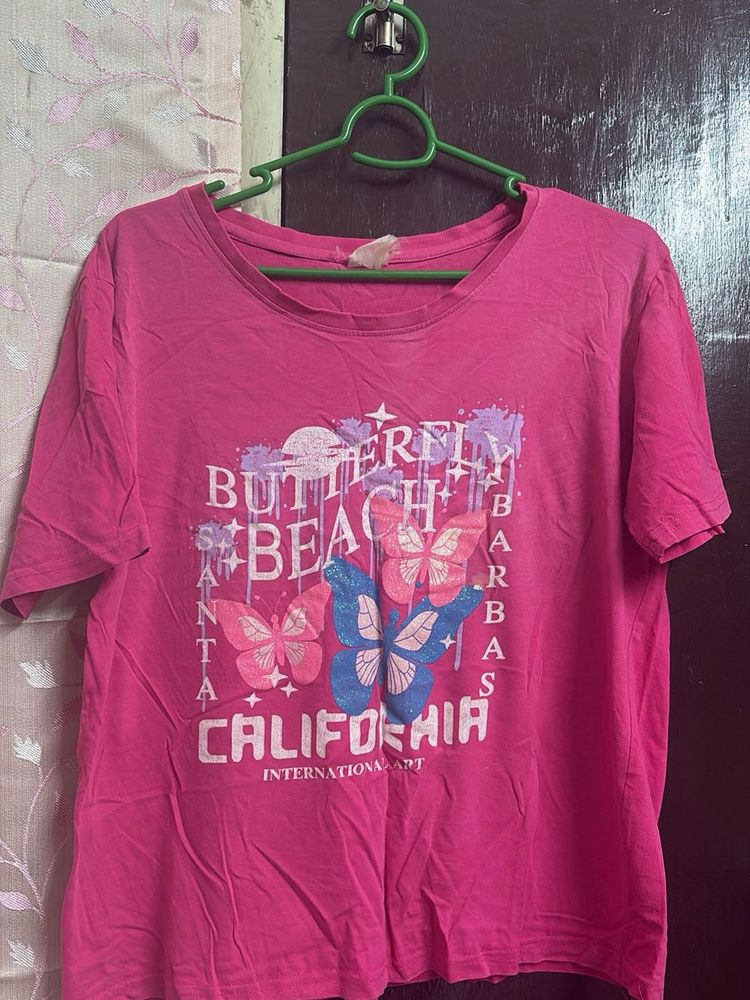 Pink Butterfly Beach Tee