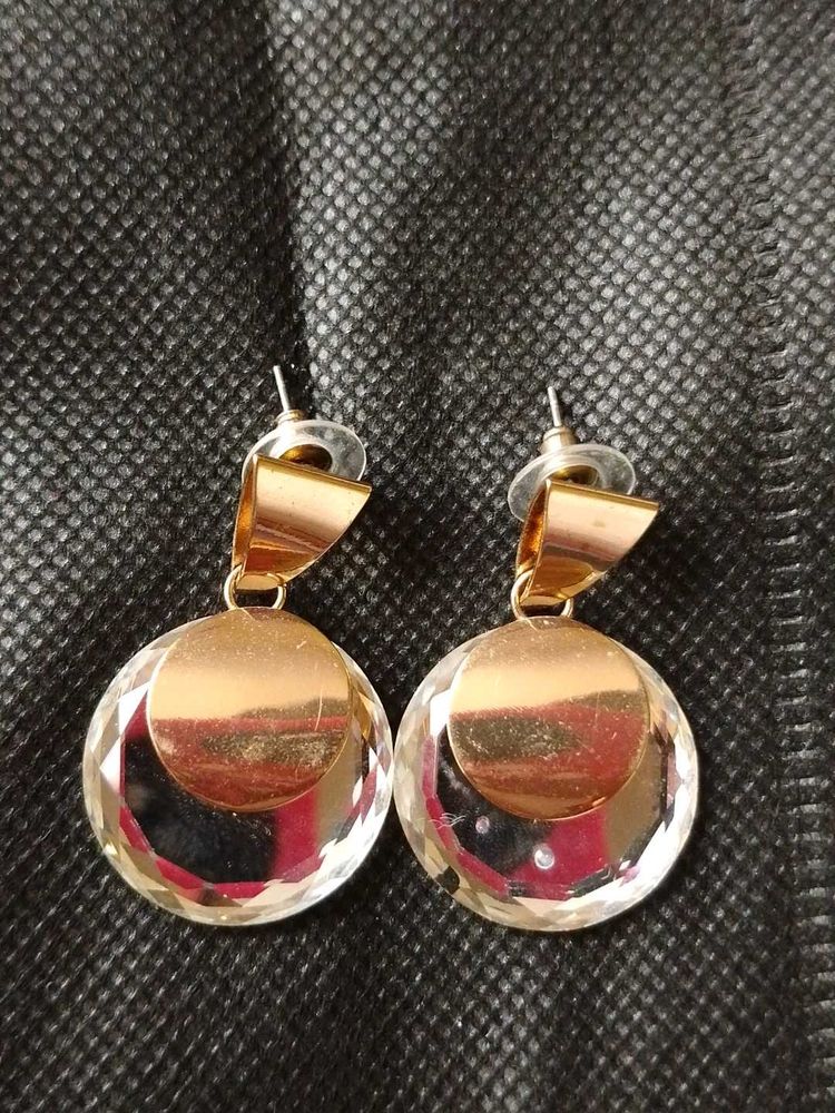 Gold &amp; Crystal Drop Earrings