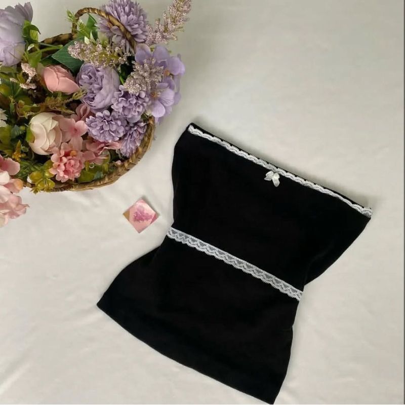 Coquette Lacey Black Tube Top