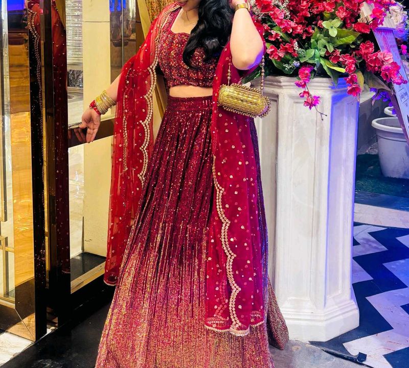 Sequins Embellished Lehenga With Handwork choli
