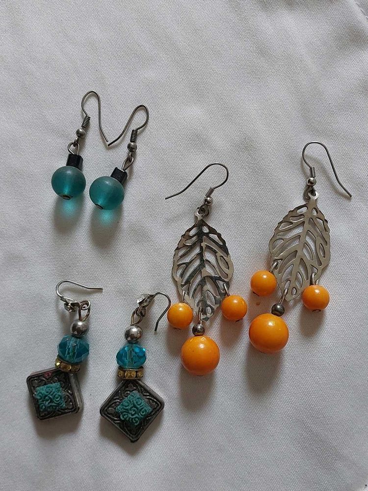 Teal Beaded Dangle Earrings