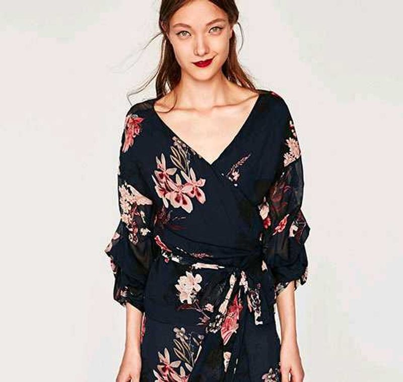 Zara Floral Wrap Top