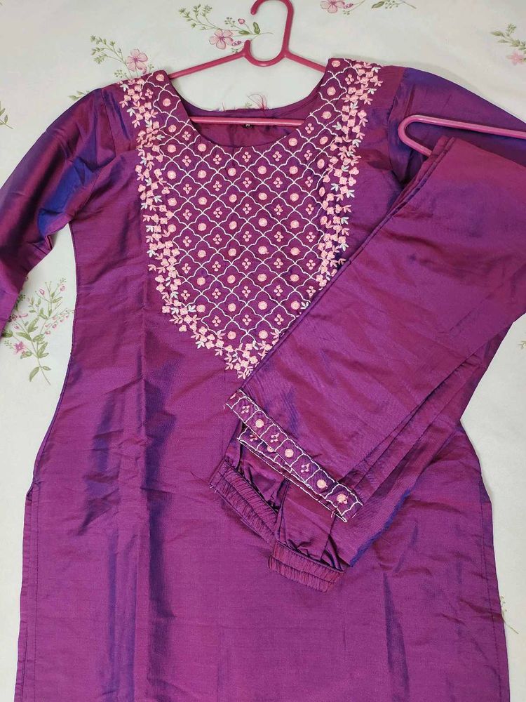 Women Art Silk Kurta Pant Dupatta Set