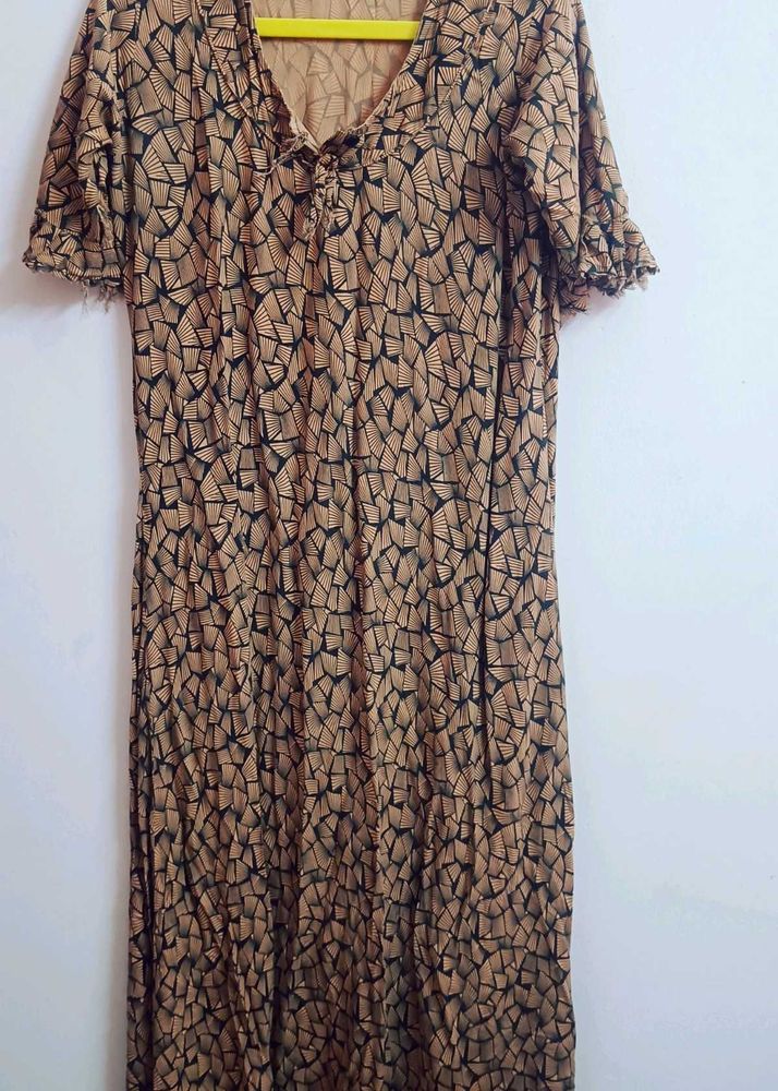 Brown Print Night Gown