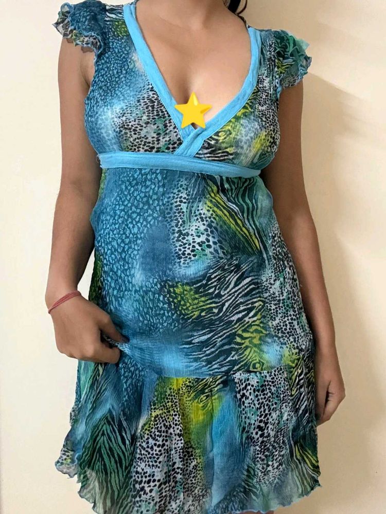 Funky Blue Animal Print Dress