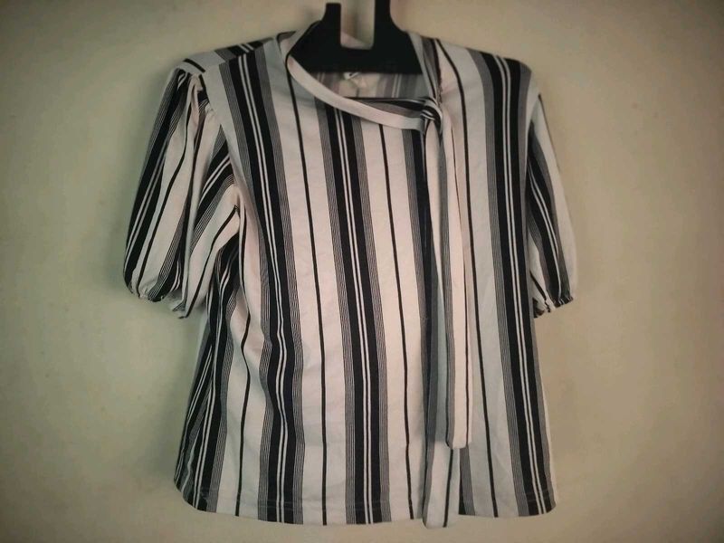 Striped Tie Neck Top