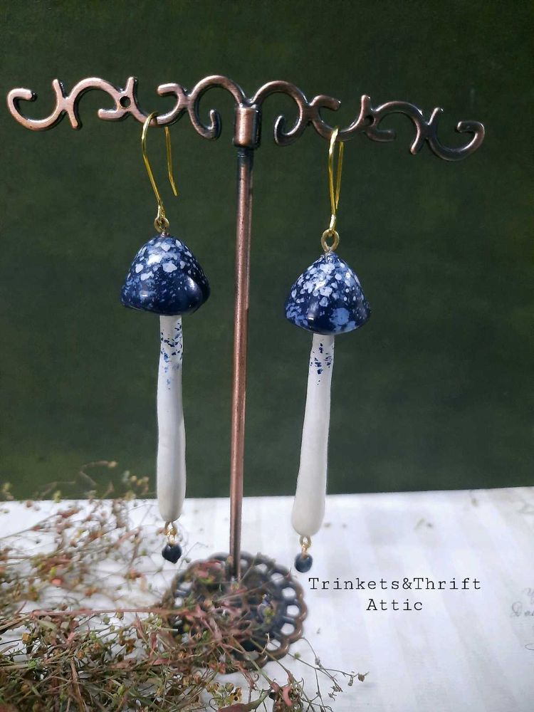 Forbidden Forest Poison Mushroom Dangle Earrings