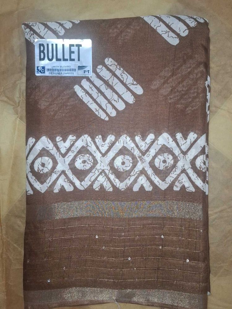 Elegant Brown Printed Saree