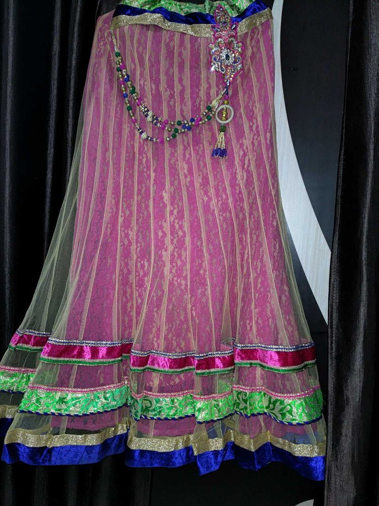 Velvet Blouse With Lehnga