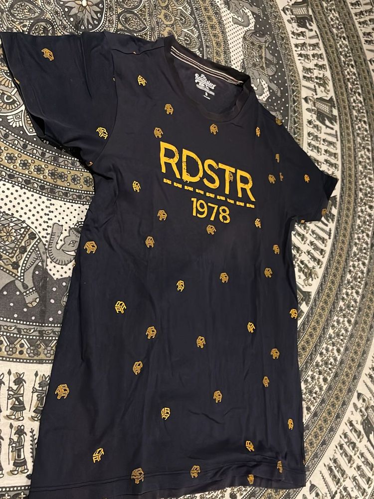 Roadster navy blue printed tshirt