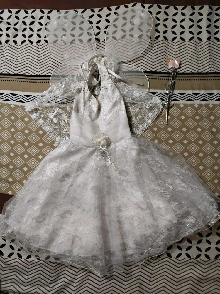 Fairy Dress Full Set In White Colour