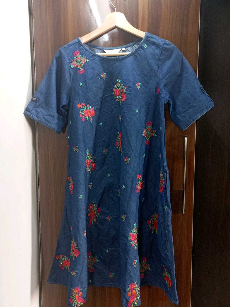 Floral Denim Dress