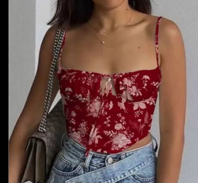Floral Bustier Top From Shein