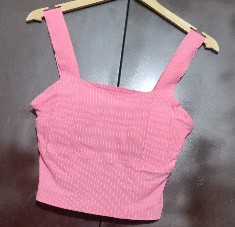Pink Striped Crop Top for 32 Bust