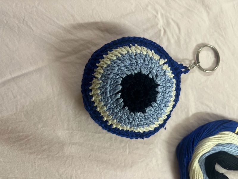 Crochet Evil Eye Keychain