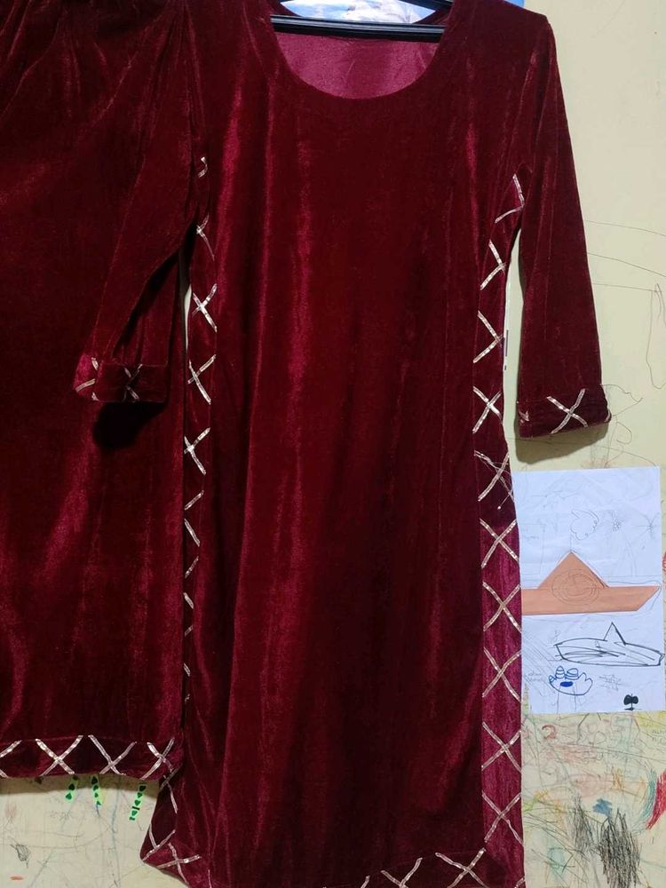 Velvet Kurta Set