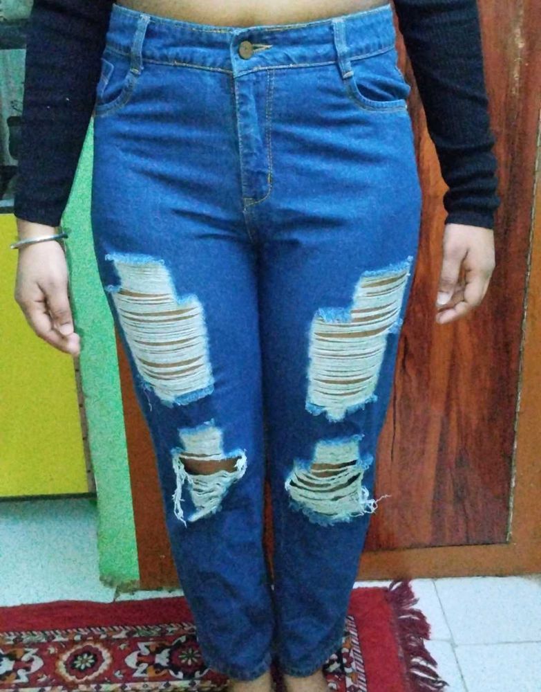 Distressed High-Waisted Jeans